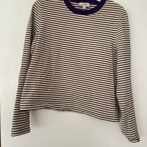 COS Women's Long Sleeve Striped Top - Black, White, and Purple